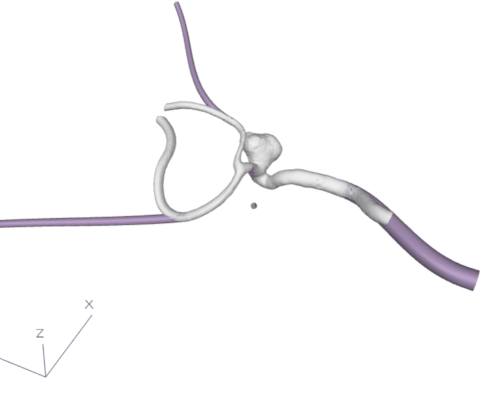 seamless tube connections between the segmented 3D model and the points in 3D space generated by an algorithm