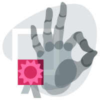 an icon presented a hand and symbol of the certificate